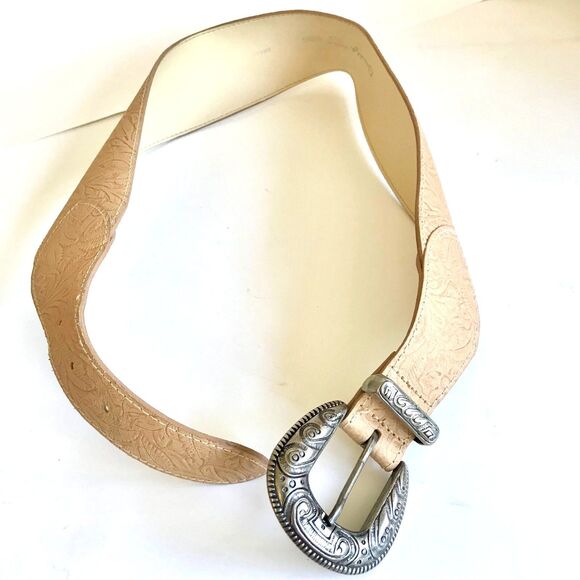 Vtg Omega Tooled Flower Country Western Womens Belt Beige Faux Leather Size S - Picture 5 of 12